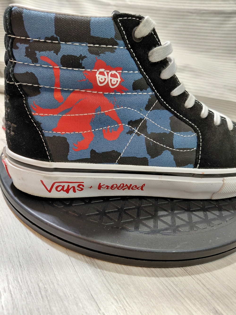 Vans X Mens Krooked Skate SK8-HI Black & Blue High-Top Sneakers SIZE MENS 10 - Picture 2 of 15